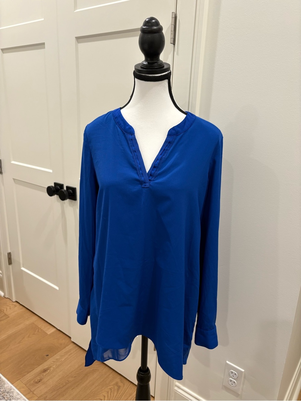 White House Black Market Cobalt Blue Split-Neck Tunic